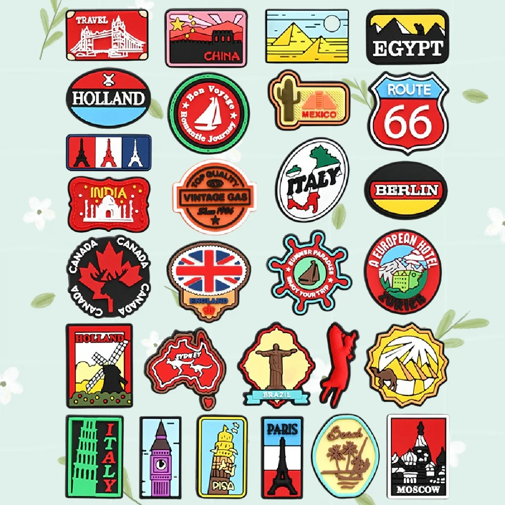 

Women's Travel Series PVC Cartoon Slippers Decorative Footwear Accessories Paris England Theme Decorative Shoe Accessories