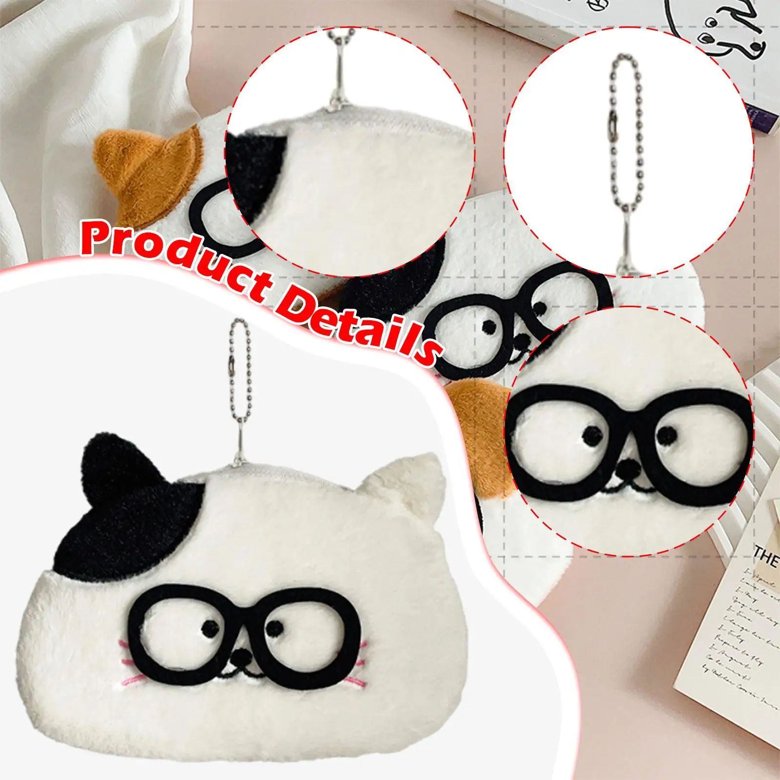 Estojo de lápis de pelúcia com fecho de zíper Bolsa de maquiagem para crianças adolescentes meninos e meninas