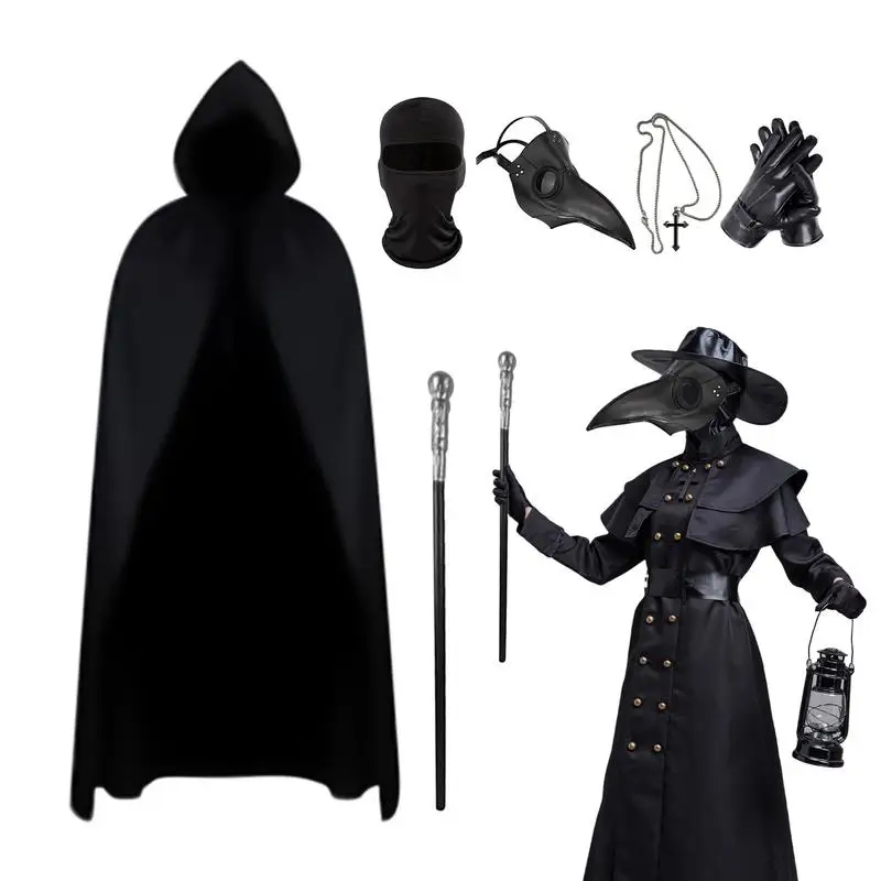 

Halloween Costumes Adult Witch Outfits Set Cloak Robe Funny Steampunk Cosplay Masque Costume For Unisex Men Women Parties Stage