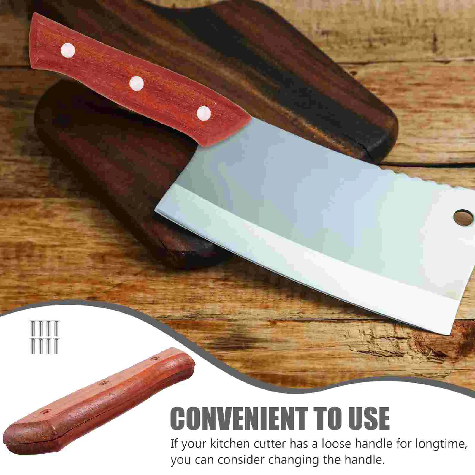 مقبض بديل من خشب الكمثرى الأحمر خفيف الوزن مع فتحات لملحقات السكين وقبضة التقطيع أداة مريحة مقبض غير قابل للانزلاق