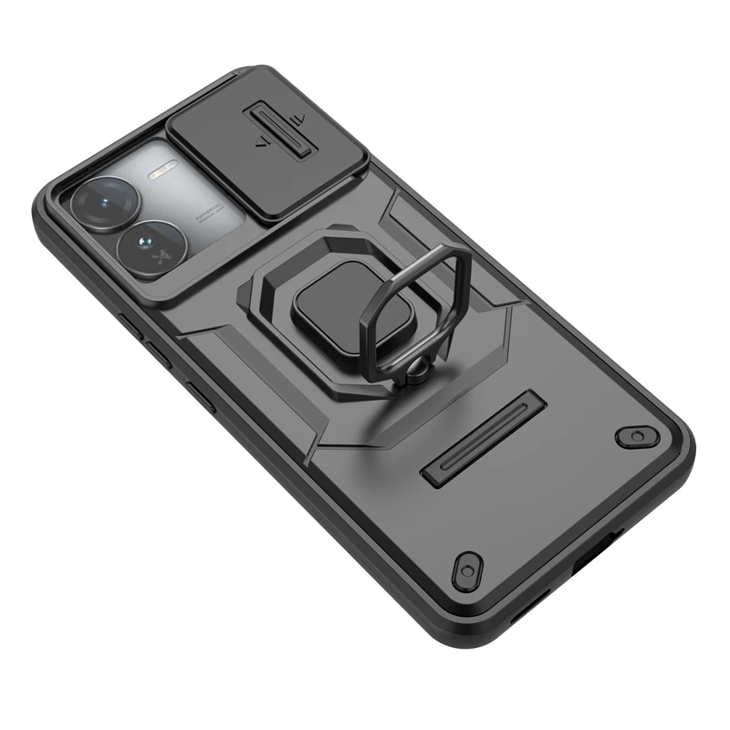 Shockproof Case For Vivo iQOO Z9 Case For Vivo iQOO Z9 5G Ring Holder Magnetic Back Cover For Vivo iQOO Z9 Z 9 Push Window Case