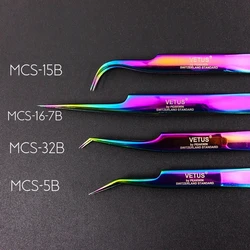 100% Vetus Original MCS Series New Style Premium Eyelashes Tweezers Ultra Fine Tip Improve for 3D 6D Lashes Extensions