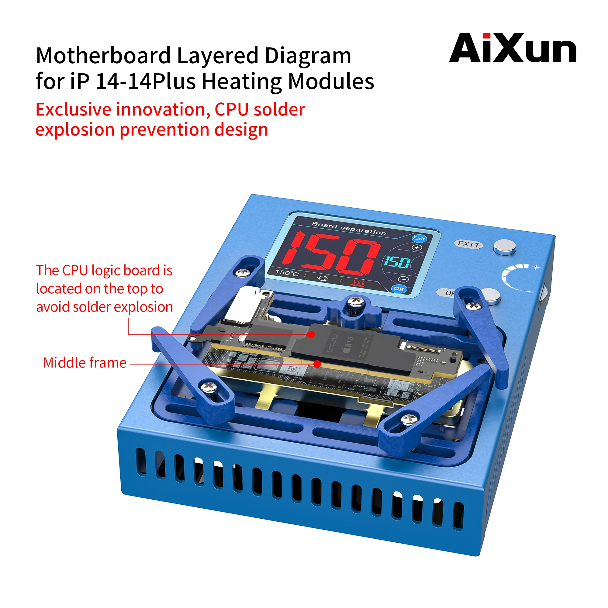 JC Aixun iHeater Pro Intelligent Preheating Platform for iPhone X-17Pro, Motherboard Repair, Heating Fixture