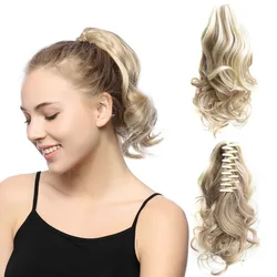 Jeedou Synthetische Korte Golvende Paardenstaart Hair Extensions Klauw Paardenstaarten Bruin Zwarte Kleur Dames Haarstukken