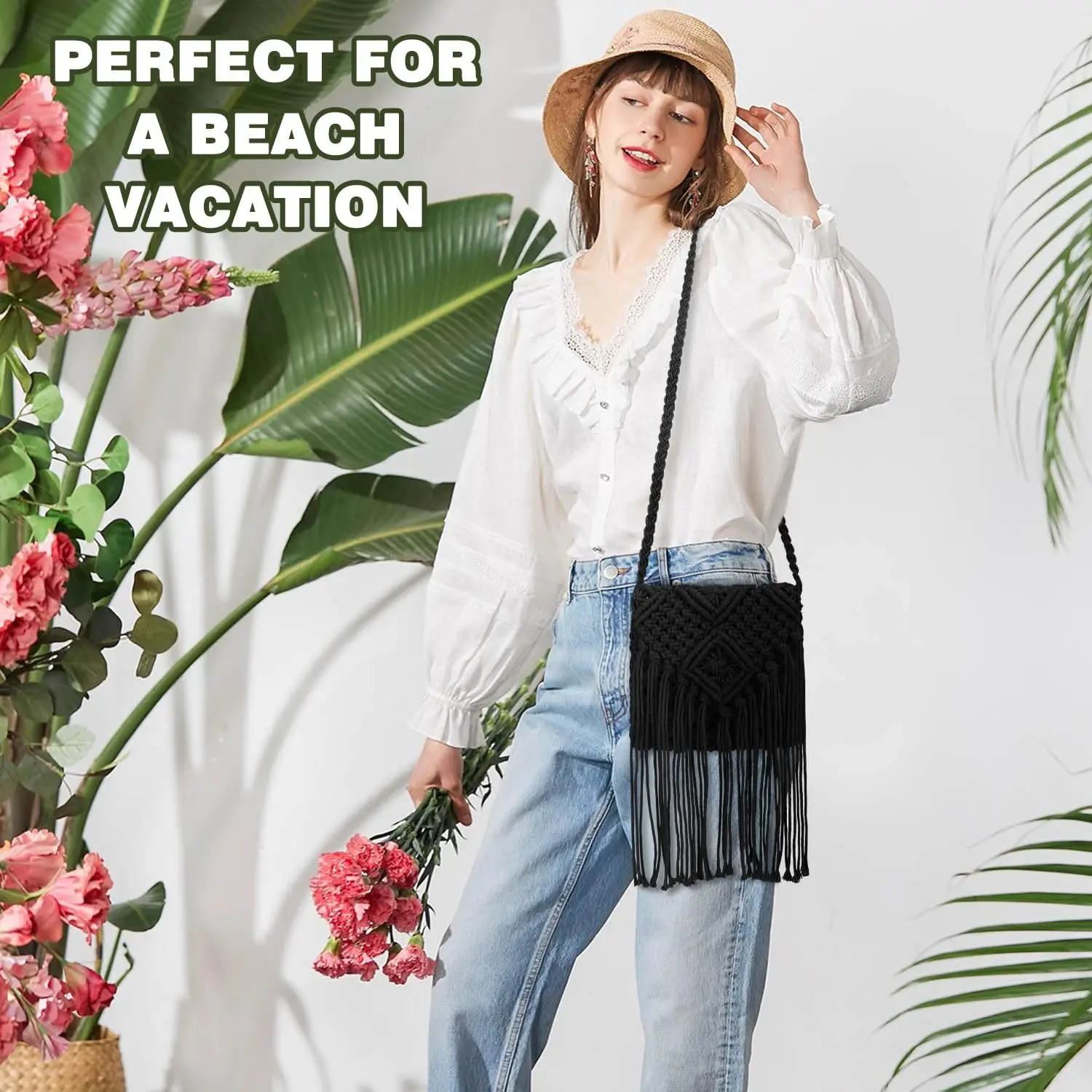 

Straw Handbags Purses Crossbody Pocketbook Bag Casual Woven Beach Bags Summer Hobo Hippie Chic Tote Bags with Chain