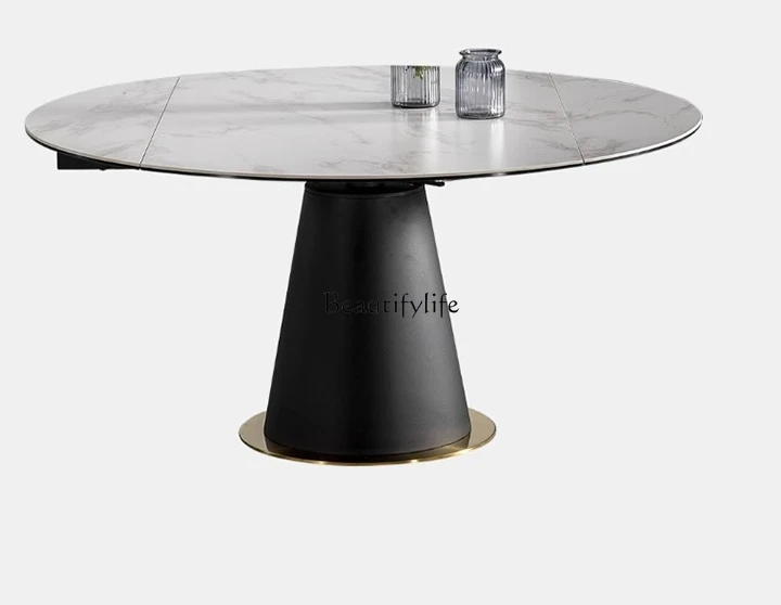 

04Italian minimalist rock slab dining table light luxury small household dining table and chairs Italian imported dining table