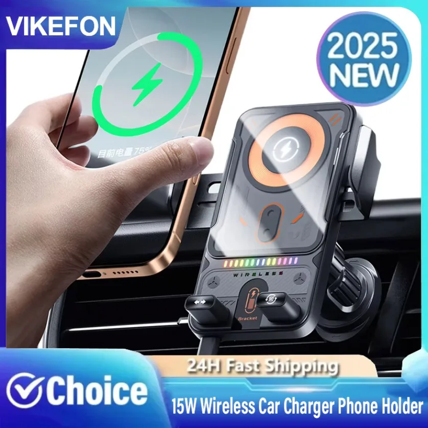 

15W Wireless Car Charger Car electric rotating opening Phone Holder Air Vent Cell Phone Holder Auto Clamping Car Accessories