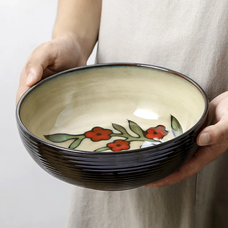 LingAo-Japanese under glaze Color Creative Ceramic Rice Bowl, Deep Dish, Oval Fish Plate, Tableware Set, Household