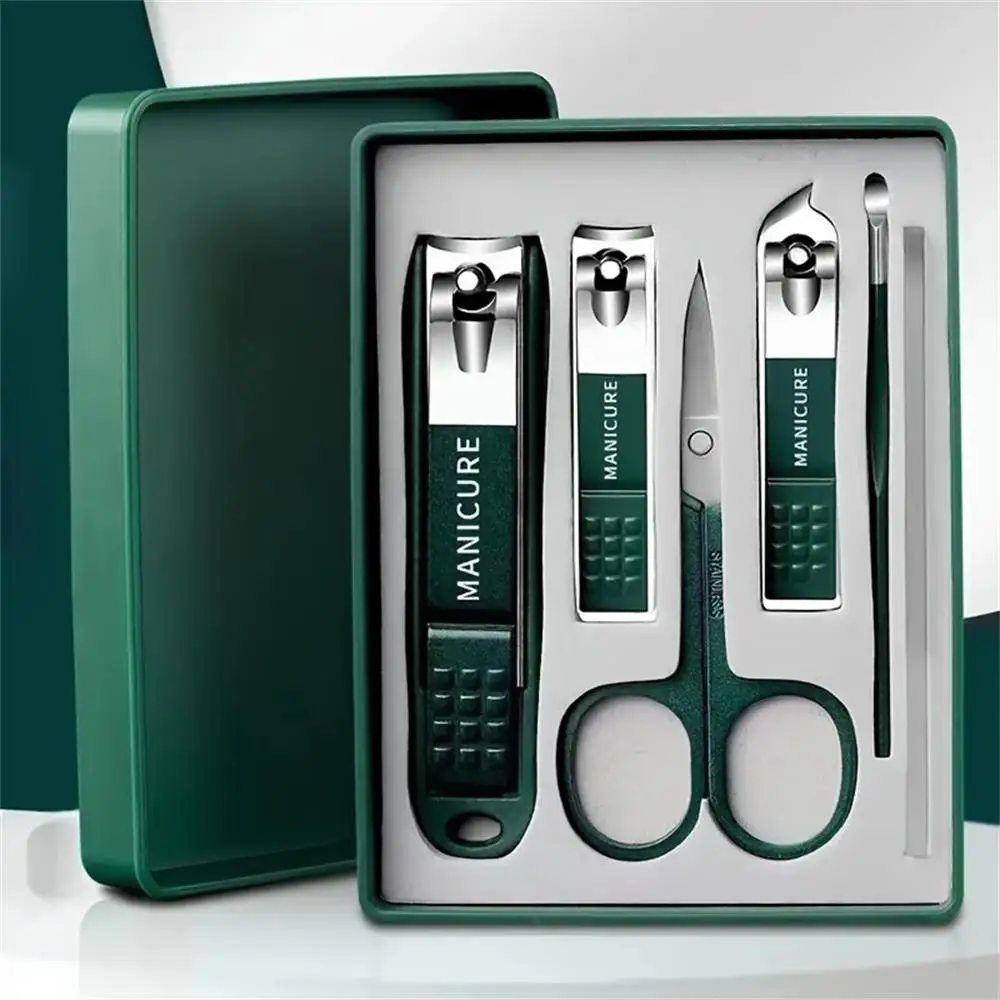 

Deep Green Anti-Splash Stainless Steel Nail Clipper Set, with 6-Piece Nail Clippers and Nail Repair Tools