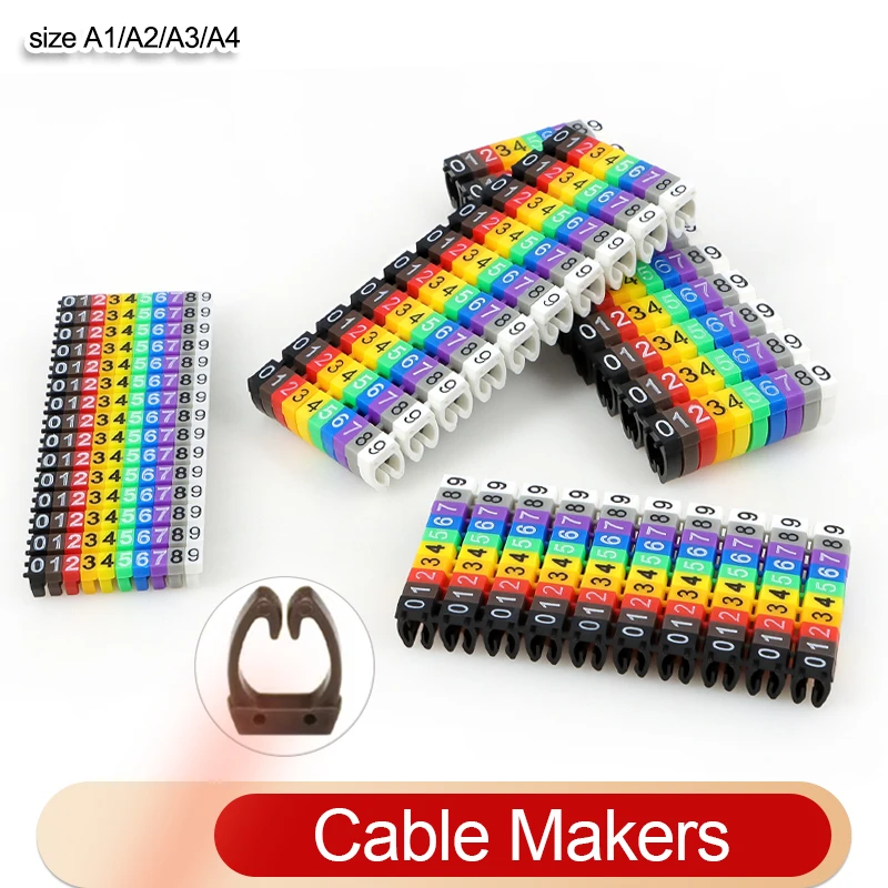 1 Kit Cat5 Cable Markers Colourful M-Type Marker Number Tag Label Network Cable Wire Marker Tag Label For 2-8mm Wire