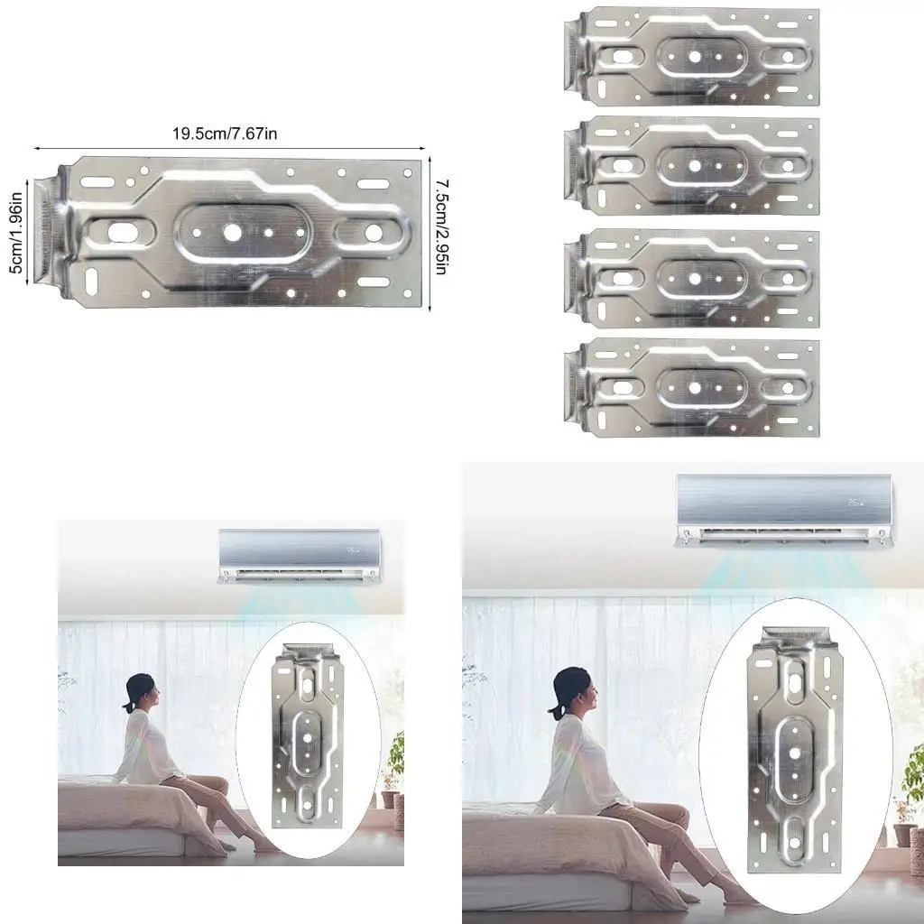 J6PE 4Pcs Air Conditioner Wall Mounting Bracket Internal Thickened Hanging Board Plate Air Conditioner Support Bracket Part