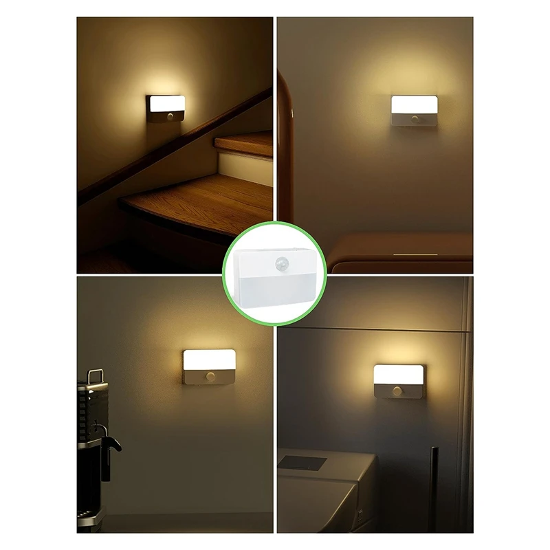 LED Motion Sensor Night Light 3000K Stick-On Closet Light With Dusk To Dawn Sensor For Cupboard 3 Pack