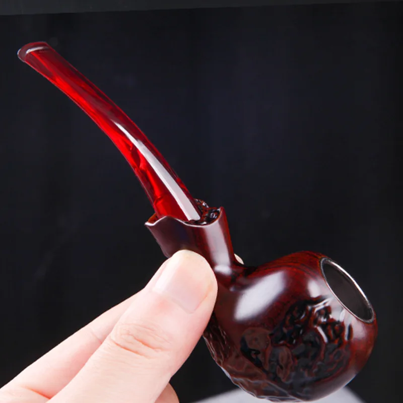 Creative Red Texture Carved Pipe Chimney Smoking Pipes Mouthpiece Herb Tobacco Pipe Cigar Gifts Narguile Grinder Smoke