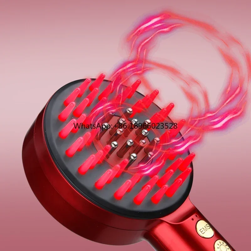 Promote Hair Growth Portable Head Massager Electric Vibration Massage Comb Red Light Micro-current Essence Oil Applicator