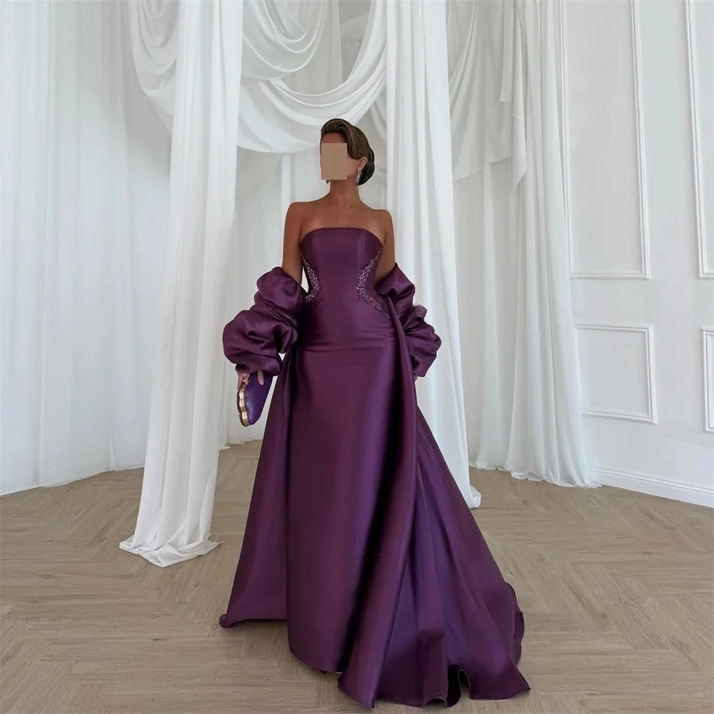 JDY Personalizzazione Abito da sera di lusso con spalle scoperte in raso viola, abito da cerimonia nuziale elegante فساتmavera