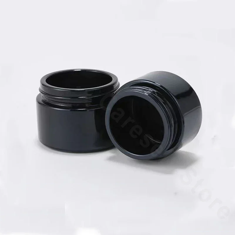 Frasco de crema facial de vidrio negro recargable, 10 piezas, 20g/50g, loción corporal, mantequilla, contenedores de maquillaje, botella redonda de cosméticos para sombra de ojos
