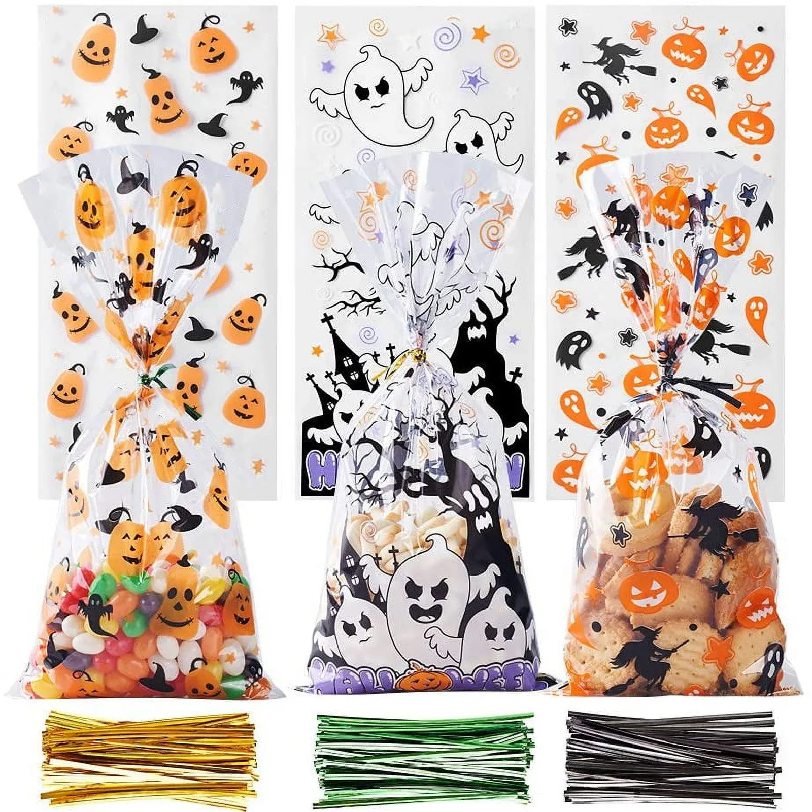 Halloween Printed OPP Flat Pocket Printed Snack Candy Bag Party Plastic Bag, Halloween Special Customised Cute Pattern Candy Bag