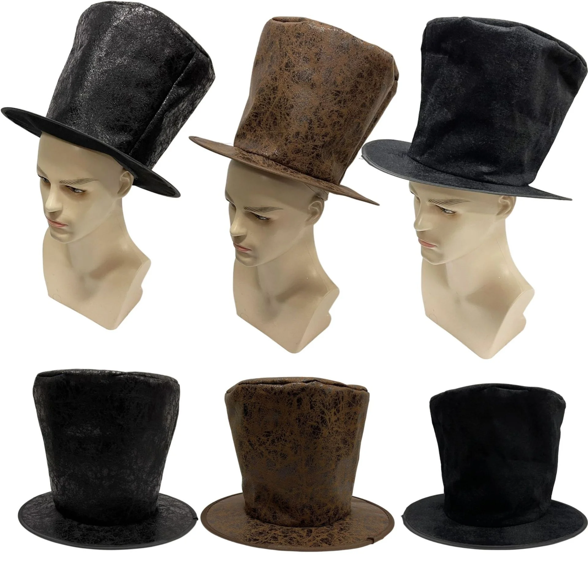 33x20cm Retro Magician High Hat Performance Hat Black Jazz Bowler Hat British Fashion Casual Gentleman Hat