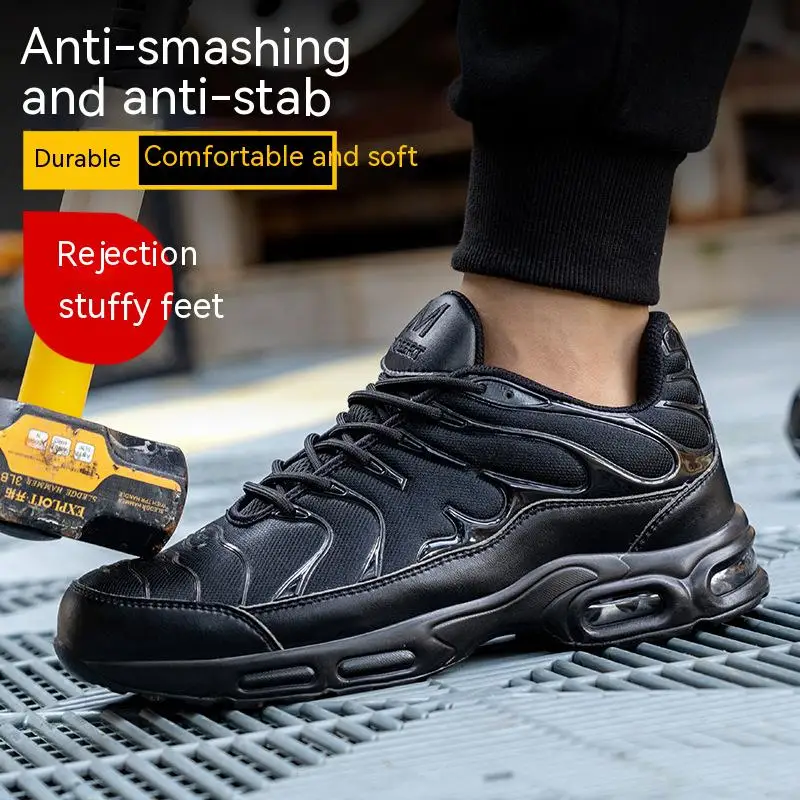 New Air Cushion Men Boots Work Sneakers Lightweight Breathable With Steel Toe Safety Shoes Puncture-Proof  Work Shoes