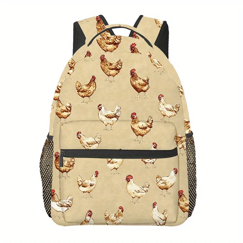 Chicken Pattern Travel Hiking Backpack Versatile for Outdoor Use Document Storage Casual Daily Use Lightweight, Easy to Clean
