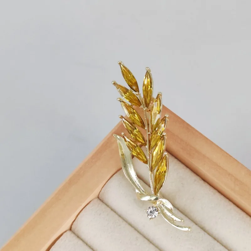 Luxury Cubic Zircon Wheat Ear Brooch Collar Pins For Women Button Pins Clothes Buckle sunflower Female Brooches Jewelry Corsage view 6