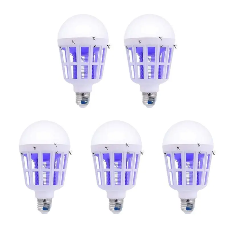 abjn-蚊キラーランプ電気蚊取り器ハエトラップ電子電球ランプ家庭用裏庭屋内5個