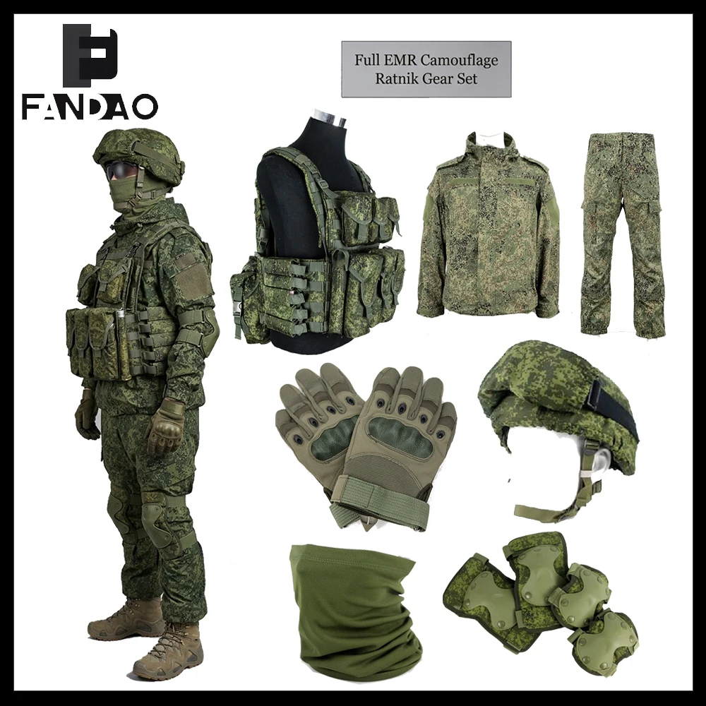 

Tactical EMR Full Set of Equipment Russian Camo Protective Set with Vest Touchscreen Gloves Helmet Clothing for Airsoft Shooting