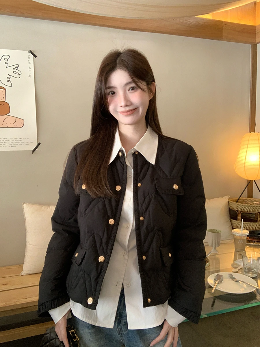 Lekka, biała kurtka puchowa damska zimowa nowa kolekcja 2025 cienka, mała rozmiar, super ładna kurtka do pracy...