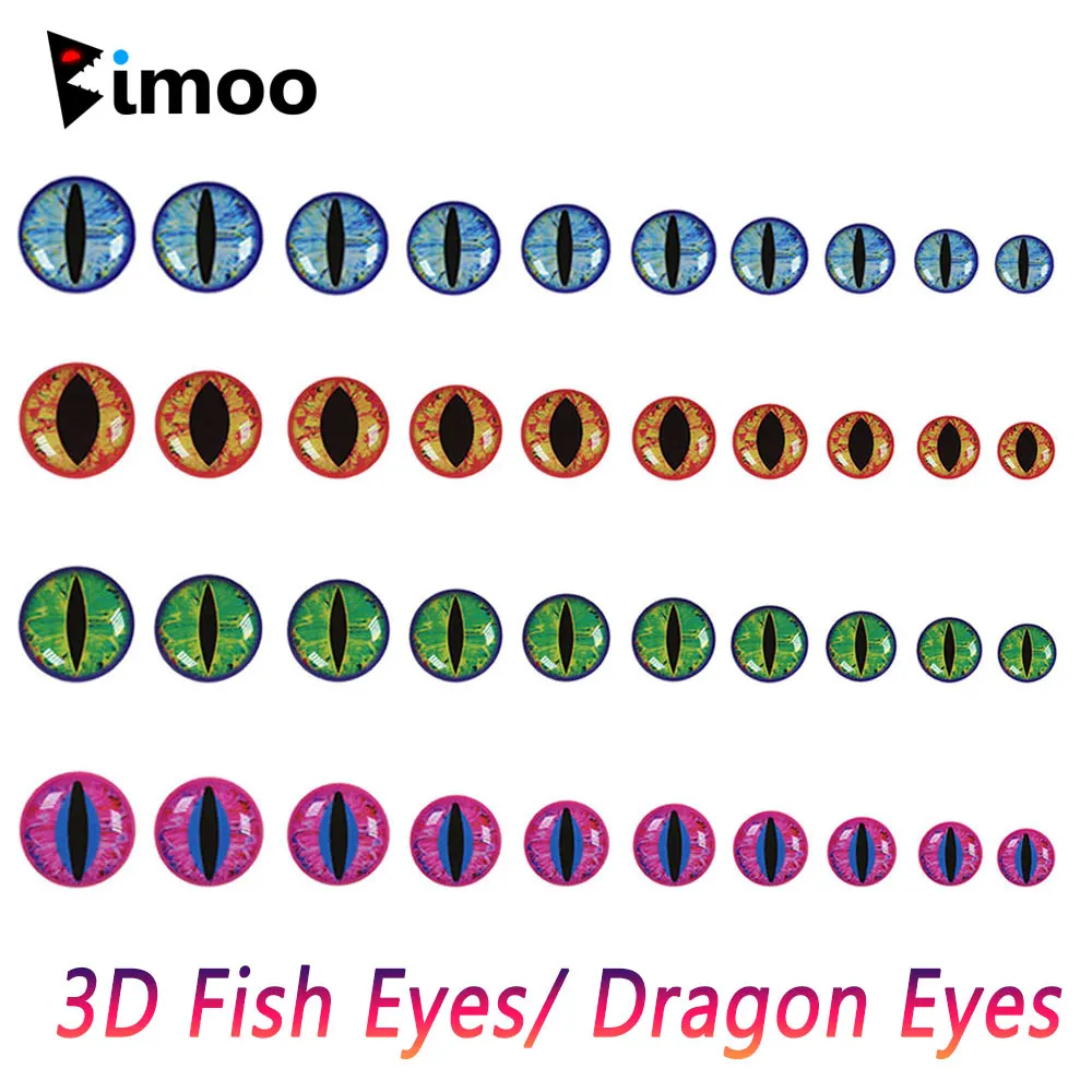 Bimoo 100 sztuk holograficzne 3D epoksydowe rybie oczy smocze oczy dla Streamer słonowodne muchy Jig przynęty przynęta wędkarska Making 3mm ~ 12mm