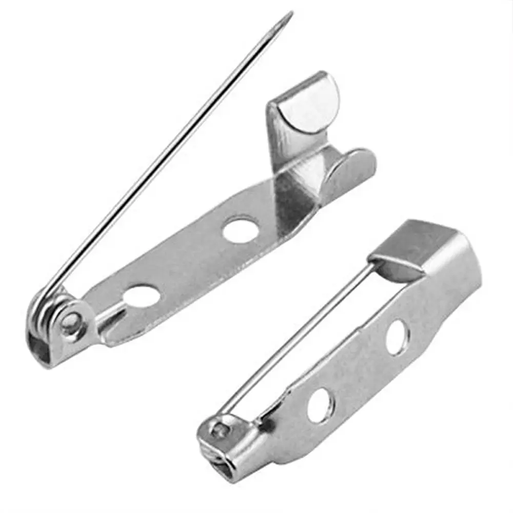 Dress Accessories Brooch Pins 25mm Brooch Rolling Catch Silvery White Safety Pins Brooch 25mm Lock Pin Brooch Backs Lock Pin