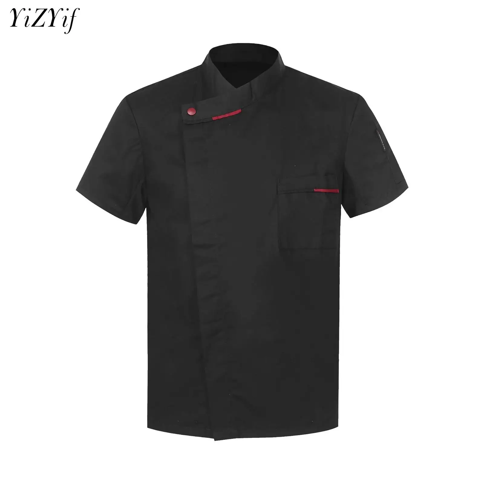 Mens Womens Short Sleeve Chef Coat Kitchen Restaurant Chef Jacket Uniform Coffee Bakery Hotel Canteen Waiter Work Clothes Shirt