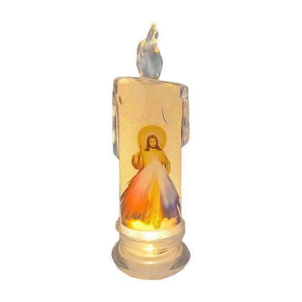 2xLamp Decorative Prayer Candle Ornament for Desktop Church Holiday Style A