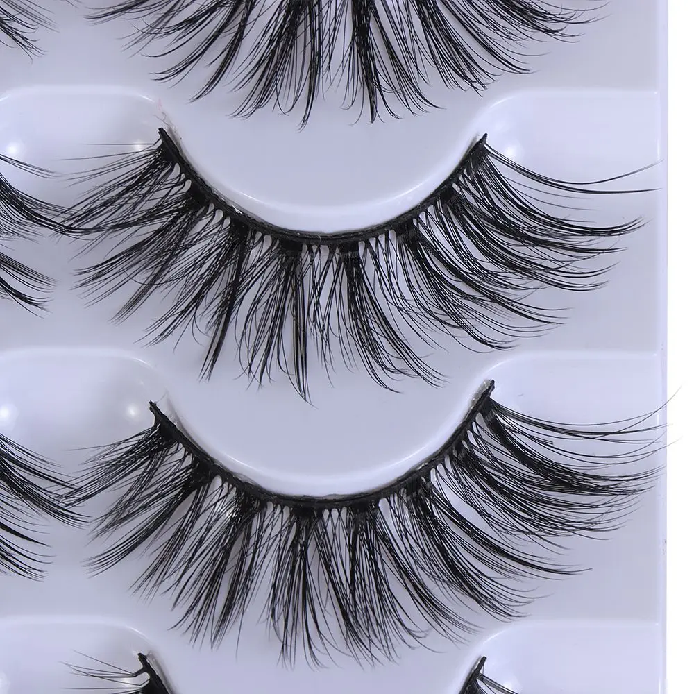 5 Pairs Handmade Fluffy Multilayers Multi-styles Wispy Flared Criss-cross 3D Faux Mink Hair Eye Lash Extension False Eyelashes