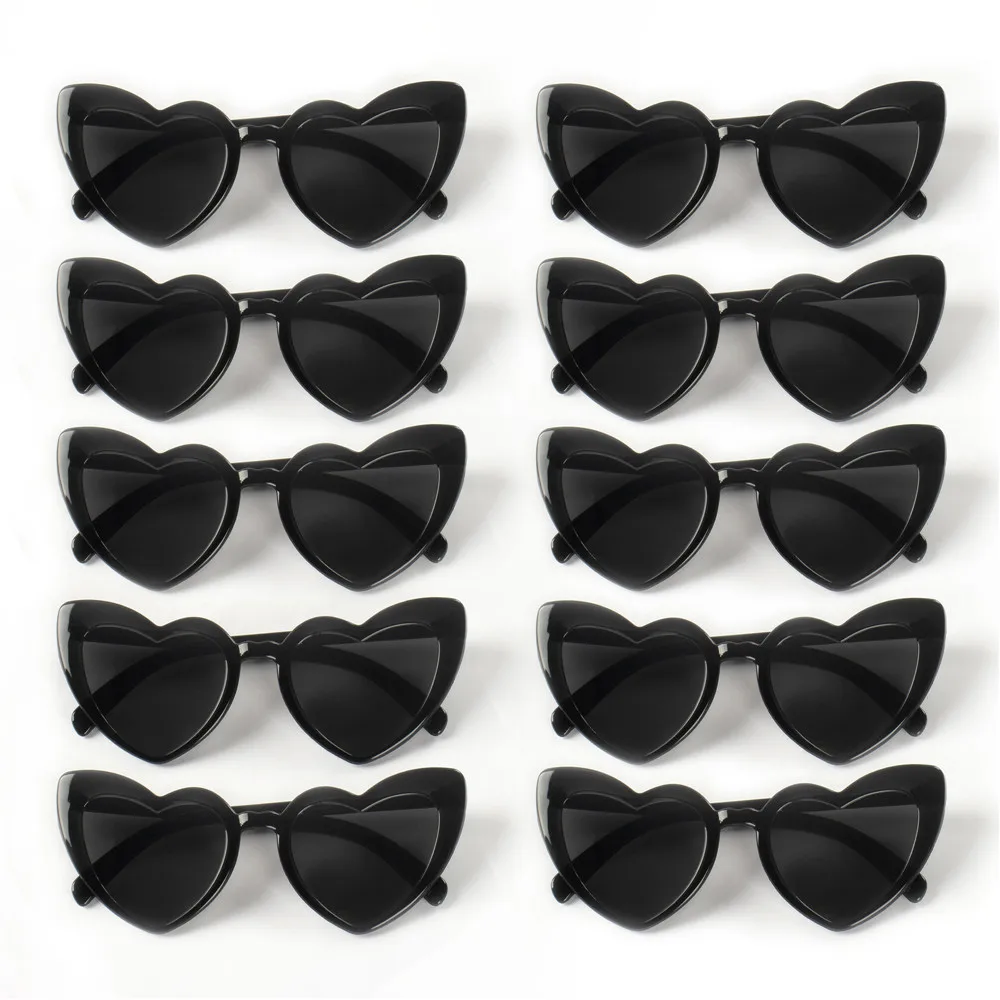 10 STKS Cat Eye Bril Hartvormig Plastic Frame Polycarbonaat Decoratief Vintage Inbegrepen voor Feest Bruiloft Muziekfestival