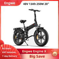 Engwe Engine X Electric Bike 20 Inch Fat Tires 250W 48V 13Ah 624Wh Full Suspension Foldable 7 Speed All Terrain E-Mountain Bike