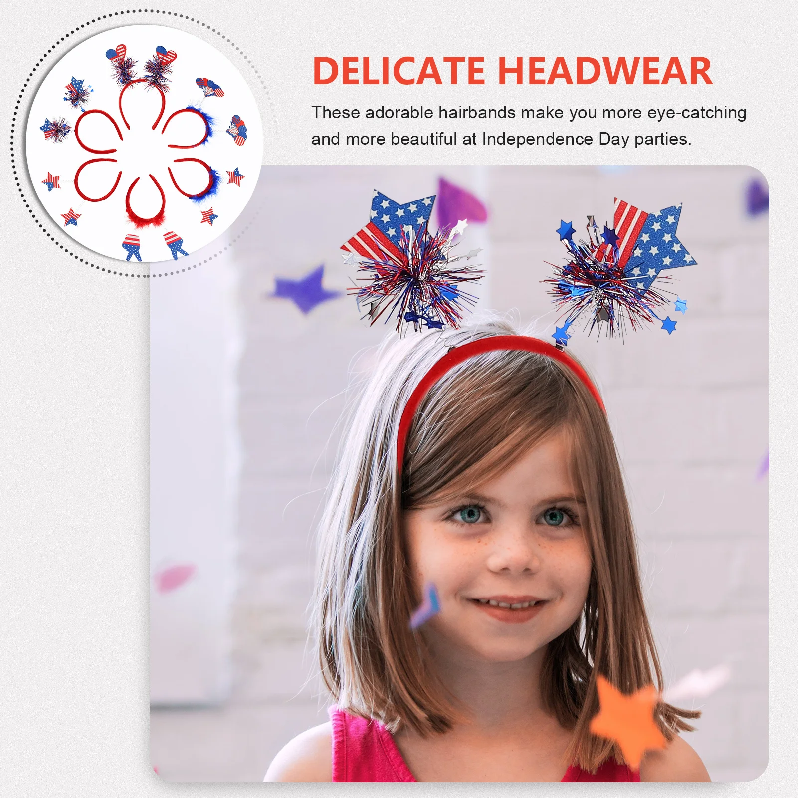 

6Pcs Independence Day Star Headbands Delicate Lightweight Hairband Props Party Hair Hoops Female Head Piece Carnival Headband