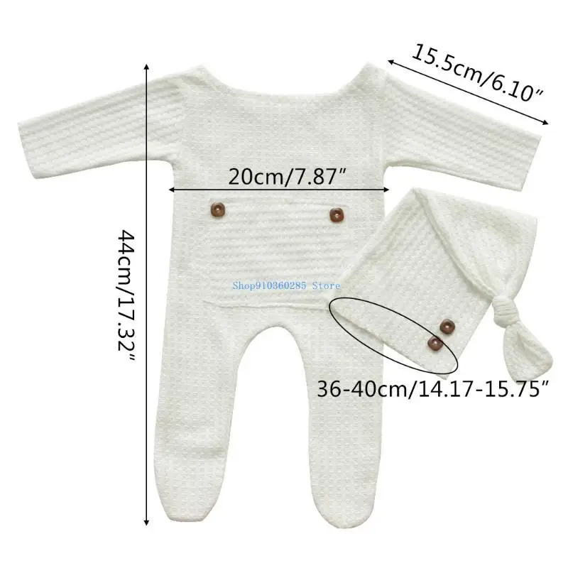K9ff 2 pcs/set rajutan jumpsuit ekor panjang untuk bungkus kepala turban beanie topi fotografi bayi baru lahir alat peraga bayi