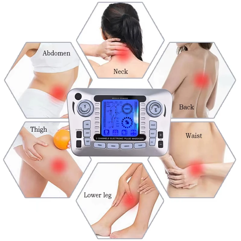 

Tuhopeta 12 Modes Digital Electric Pulse Massager TENS EMS Muscle Stimulator Therapy Machine Body Pain Relief Health Care Tool