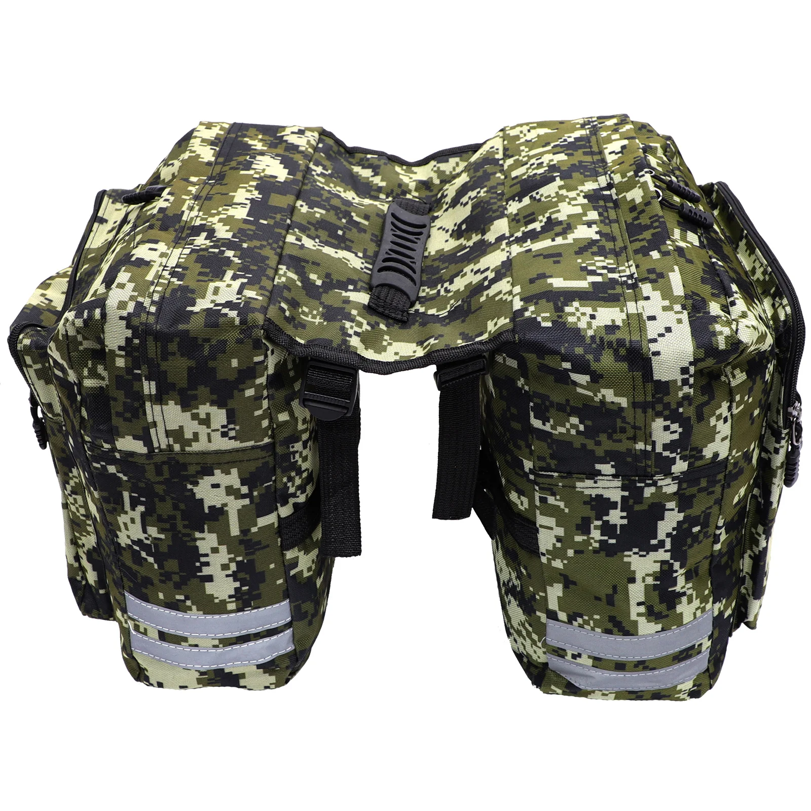 Waterproof Camo Canvas Rear Seat Bag 2 Water Bottle Pockets Reflective For Mountain Bike Cycling Large Capacity Trunk