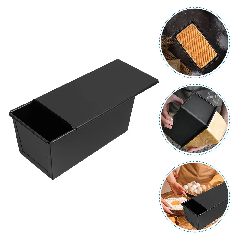 

Aluminum Toast Box Bread Baking Pans with Cover Making Accessories Black Carbon Steel Loaf Lids