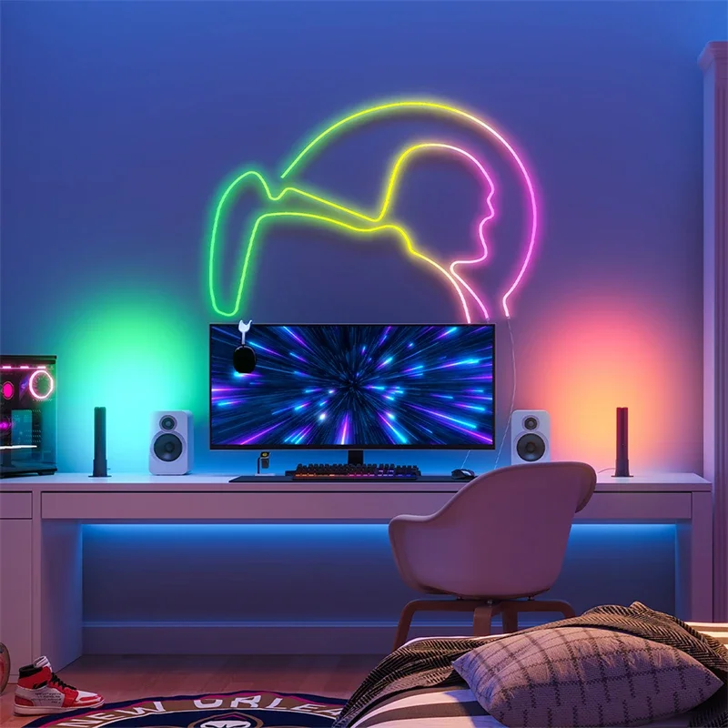 Luz de tira LED RGB Neon WiFi, lâmpada endereçável Dreamcolor, luz atmosférica, efeito avançado, 32, 8,5 pés, 12-24V, suporte Alexa