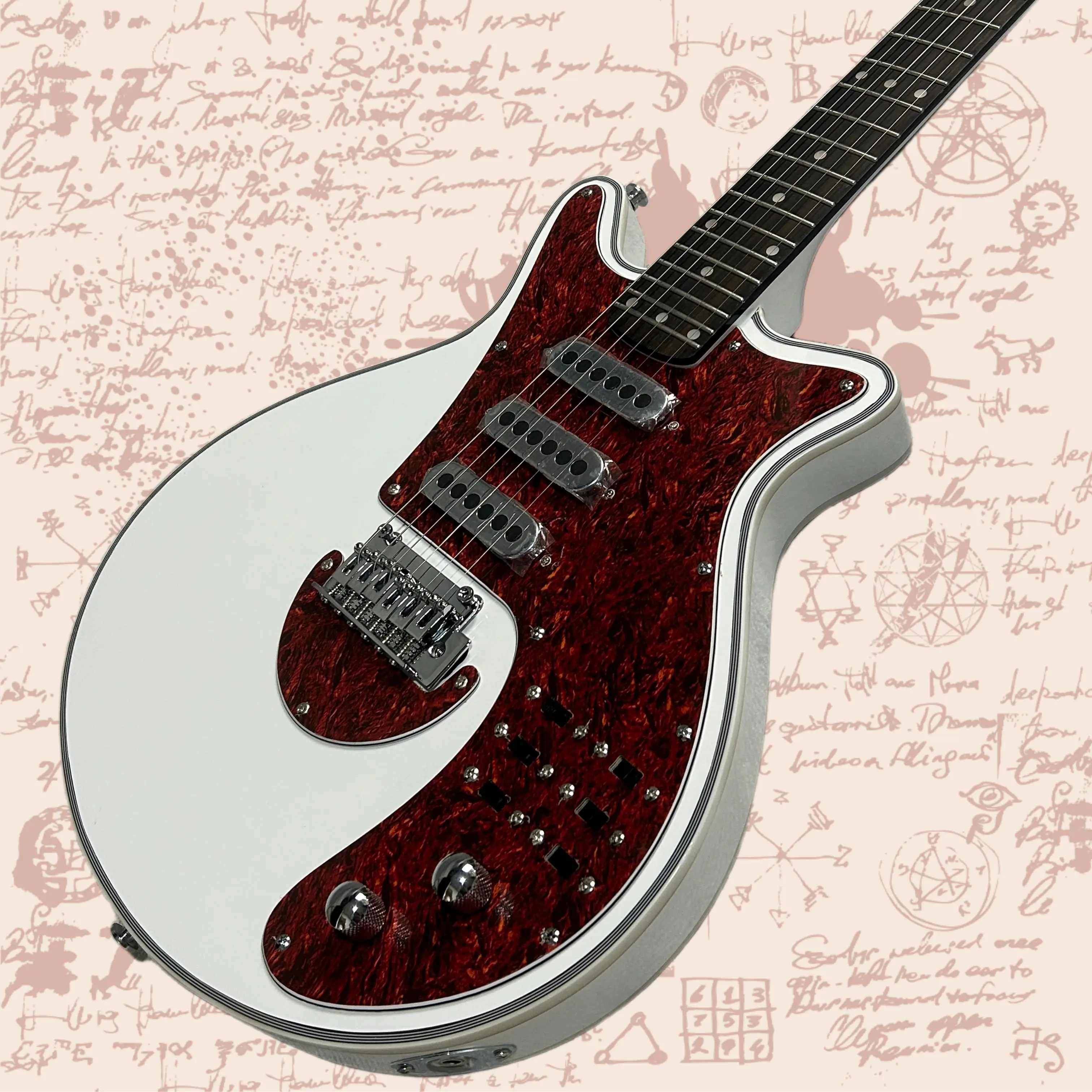 

Hot Sale Electric Guitar Rosewood Fretboard Red Tortoise Shell Pickguard White Color 24 Frets