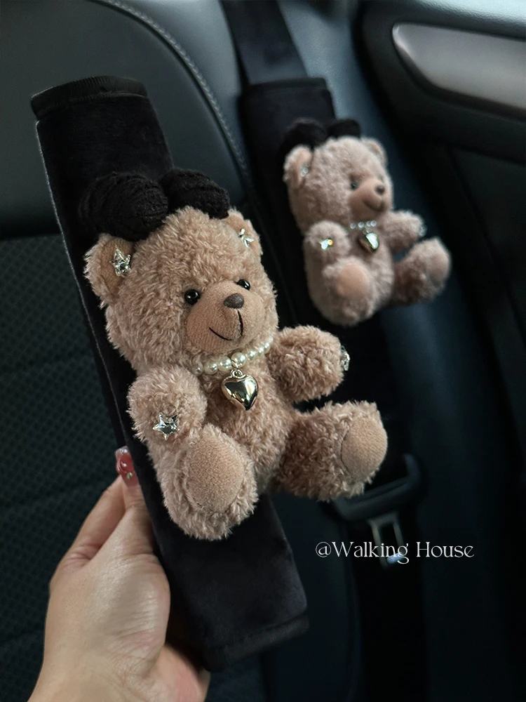 Cartoon Bear Car Seat Belt Cover Car Anti-leakage Protective Car Seat Shoulder Cover Decoration