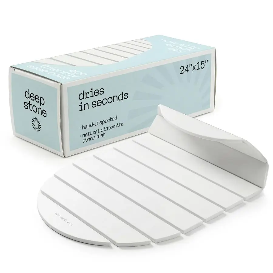 

Foldable Stone Bath Mat Large Diatomaceous Earth Mat, Quick Dry with NonSlip Base, Water Absorbing Bathroom and Shower Stone Mat