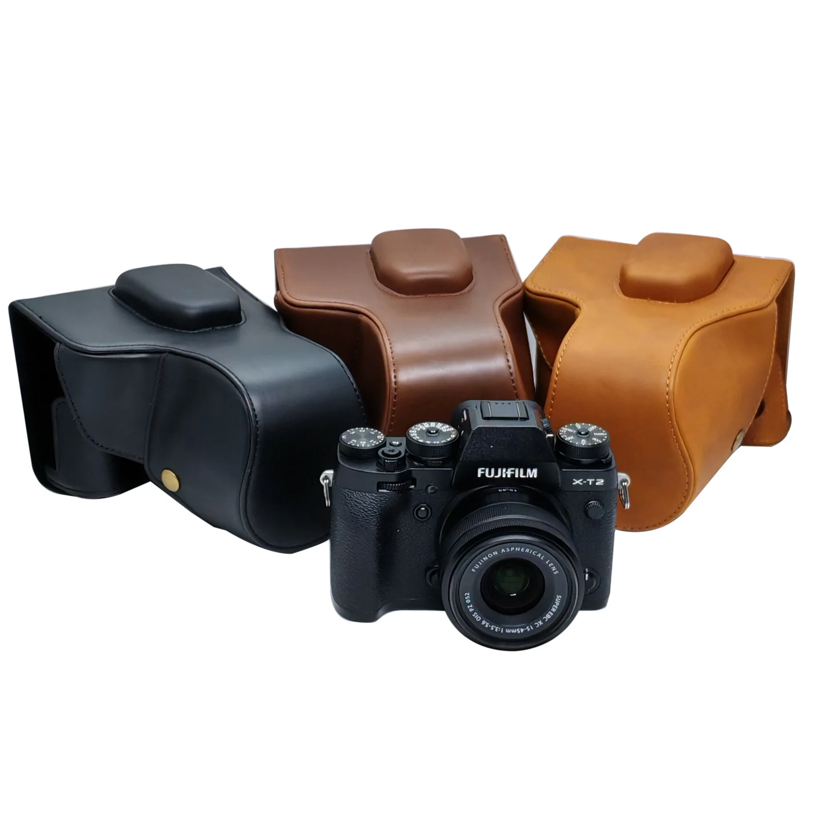 

Leather Case Bag for FUJI X-T2 X-T3 With 18-55mm 16-50mm 15-45mm Lens FUJIFILM XT2 XT3 Protect Grip strap