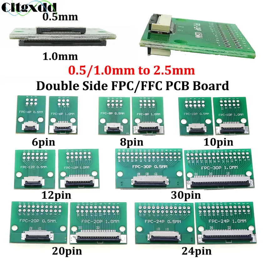 6 8 10 12 20 30 24 Pin PCB Double Sided FFC FPC Flex Cable Adapter Pitch 0.5mm 1.0mm to 2.54mm Connector 6P 8P 10P 12P 24P