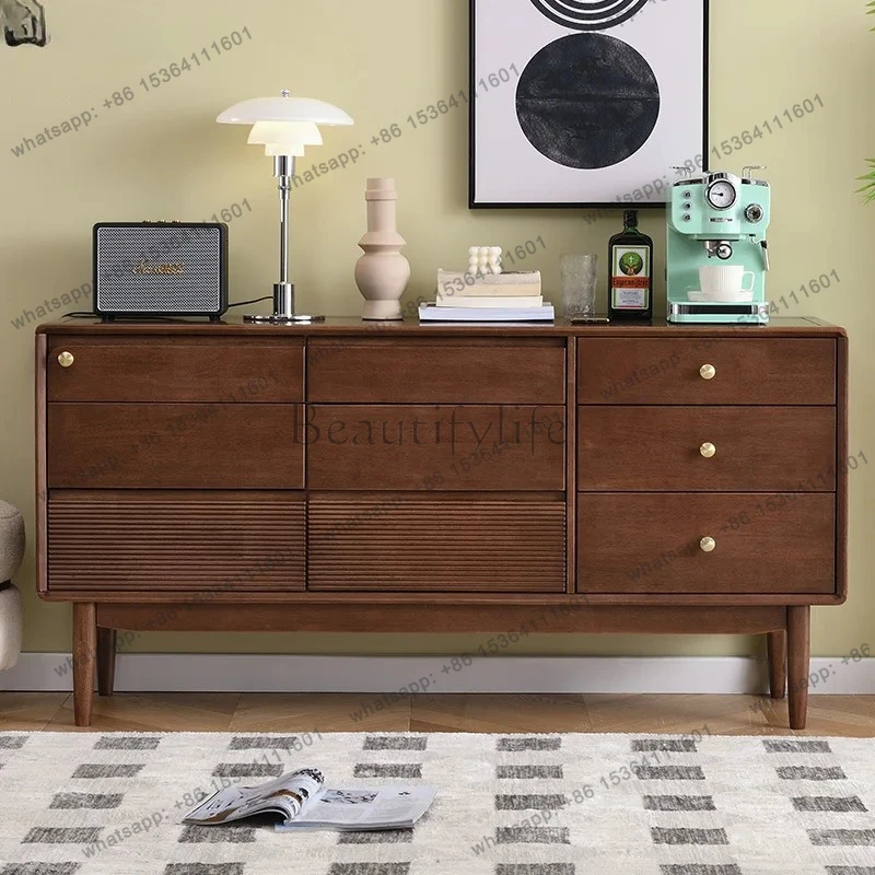 Solid Wood Nine-Drawer Cabinet Modern Simple Living Room Wall-Mounted Entryway Cabinet Bedroom Storage Cabinet