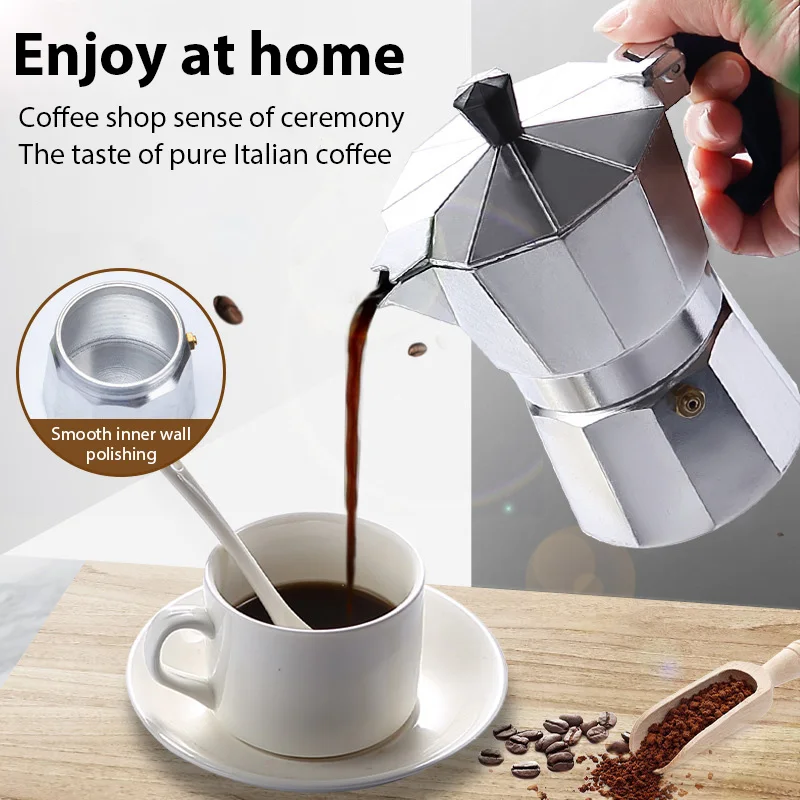 الألومنيوم غلاية قهوة لاتيه Percolator المنزل الإيطالية مثمنة موكا إبريق قهوة مكتب السفر في الهواء الطلق التخييم إسبرسو براد شاي