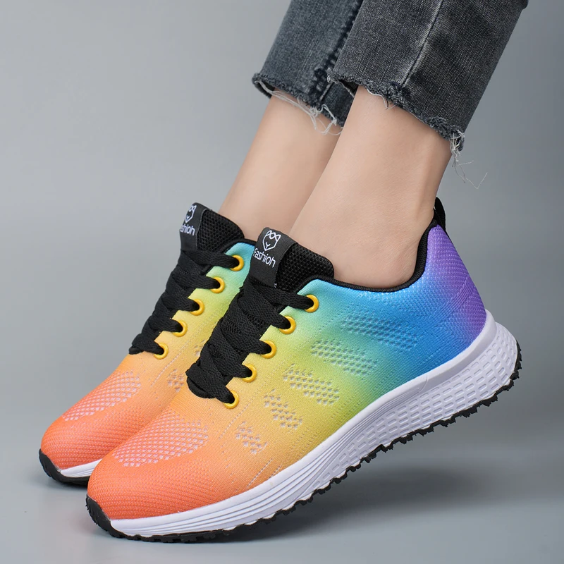 

New Women's Sneaker Summer Breathable Platform Fashion Sneakers Comfortable Lace Up Summer Mesh Walking Casual Running Shoes