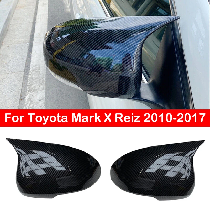 For Toyota Mark X Reiz 2010-2017 Rearview Side Mirror Cover Wing Cap Exterior Door Rear View Case Trim Carbon Fiber Look Black